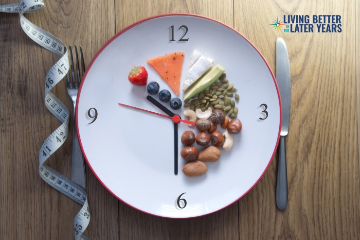A plate of food with hands of a clock